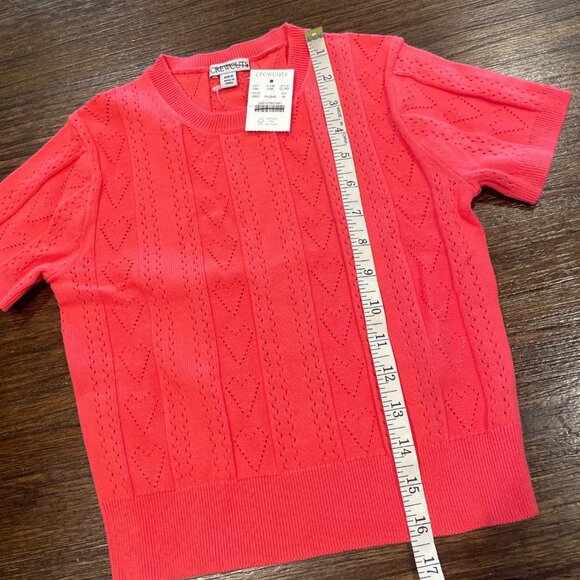 NWT Crewcuts J.Crew Girls' Sz M (8-9) Heart Pointelle Sweater-Tee Pink Coral - Picture 5 of 7